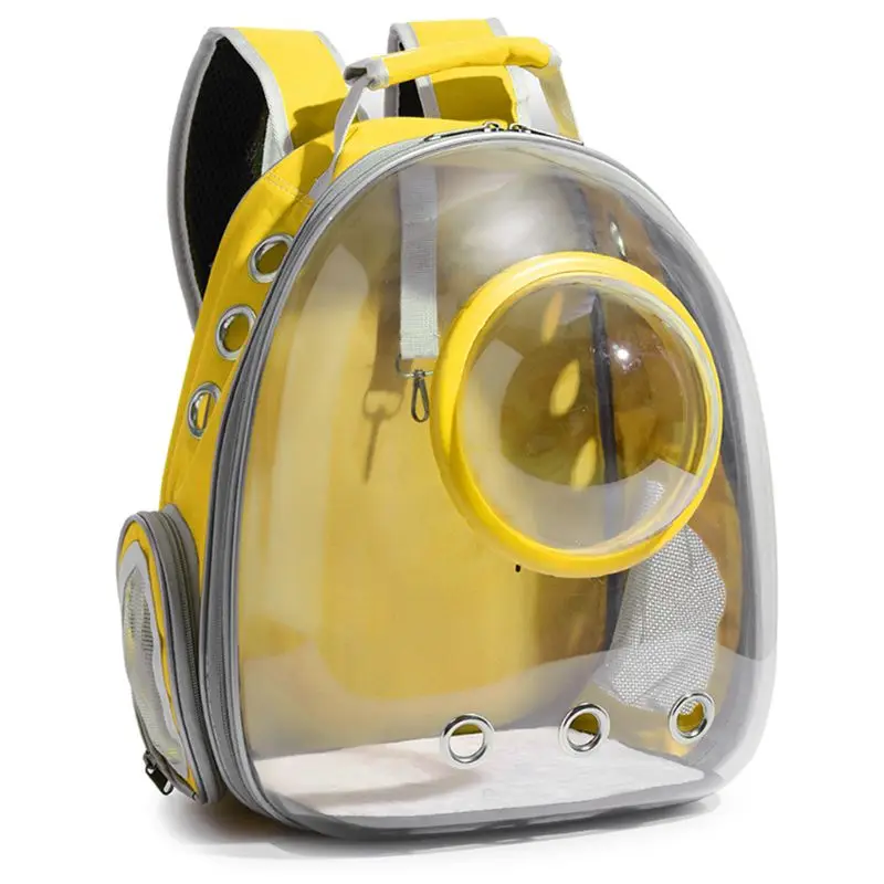 Высококачественная Новая прозрачная Наплечная Сумка с изображением кошки пузырчатая купольная конструкция 5 шт. дорожная простая космическая сумка для домашних животных - Цвет: Цвет: желтый