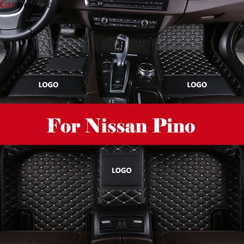 

Car Floor Mats Carpet Leather Floorliner Water&Dust-Proof Protector Floor Mats Waterproof Mat+LOGO For Nissan Pino