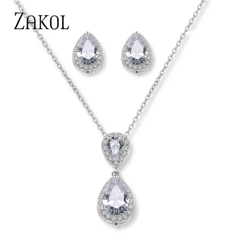 ZAKOL/элегантные серьги-капельки из кубического циркония высокого качества