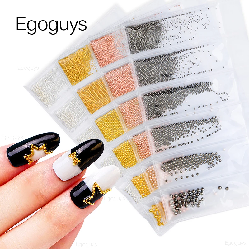 1bag 0.53mm 6 Sizes Metal Stainless Steel Ball Nail Art Rhinestones