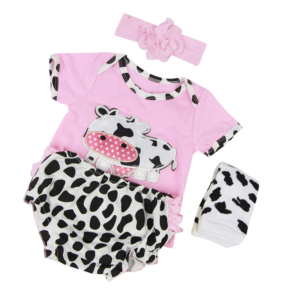 Set of 5pcs Caw Patterns Shirt Stocking Underpants Headband Clothes for 22''-23'' Reborn   Doll Complete Look Pink