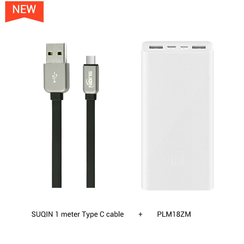 Xiaomi power Bank 3 PLM18ZM 20000 мАч 18 Вт Двусторонняя Быстрая зарядка тип-c микро Входное зарядное устройство для iPhone 11 Pro XR X для samsung - Цвет: w TypeC Cable