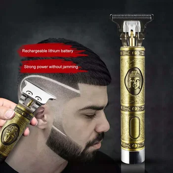 

Retro Metal Buddha Head Hair Clipper Hairdresser Salon Charging Hair Clipper Shape Religious Pattern Electric Clipper