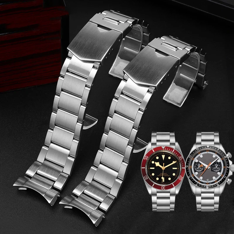 Фото Ремешок из нержавеющей стали для наручных часов Tudor Black Bay 79230 79730 с маленькими красными и синими цветами, 22 мм №2