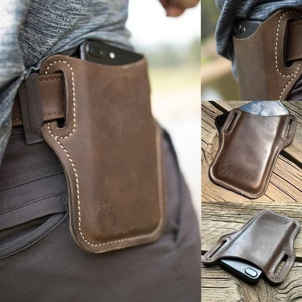 Unisex Cellphone leather Belt Waist Phone Bag Men Women  eather Purse Phone Wallet