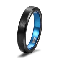Somen Tungsten Carbide Ring 4/6mm Black Brushed Man Rings Blue Inside Wedding Band Cool Ring Classic Couple Engagement Rings 2