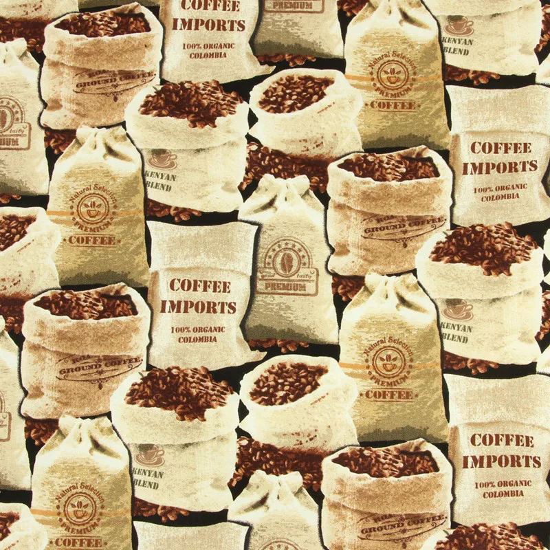 Наполовину ярдовая однотонная хлопковая ткань с принтом кофейных зерен, ручная работа, сделай сам, одежда, платье, детская одежда, хлопок, CR-159