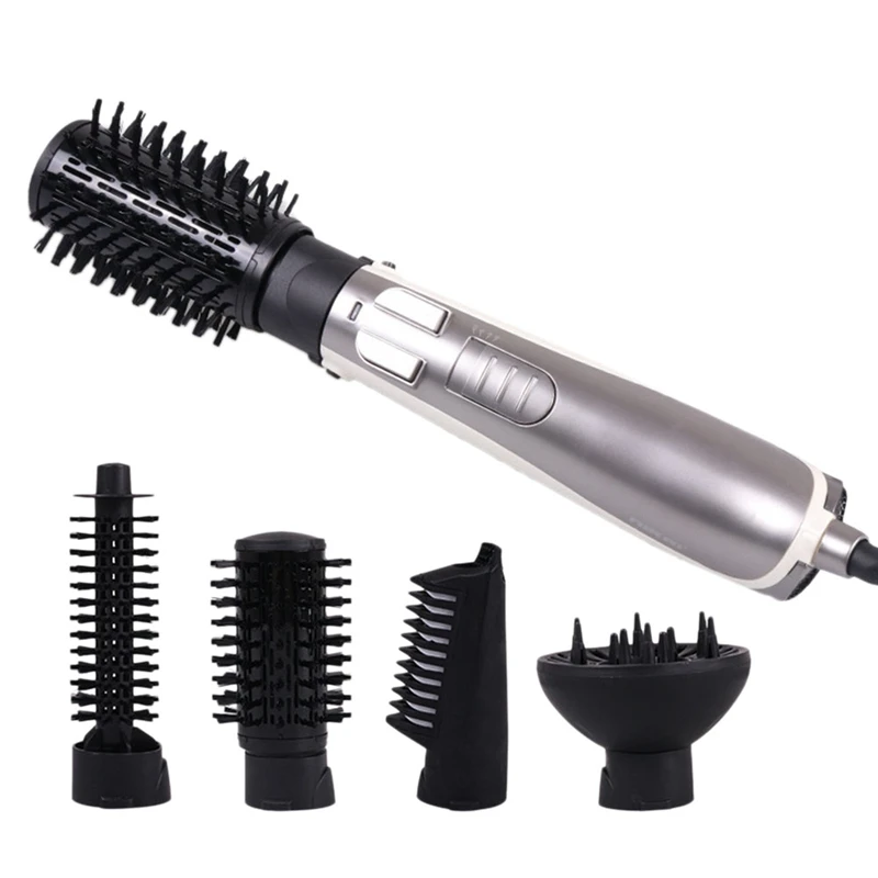 

4 In 1 Hair Spin Brush Automatic Rotary Diffuser Dryer Curling Rod Straight Wavy Irons Hair Styling Tools Rotating Comb Us Plug