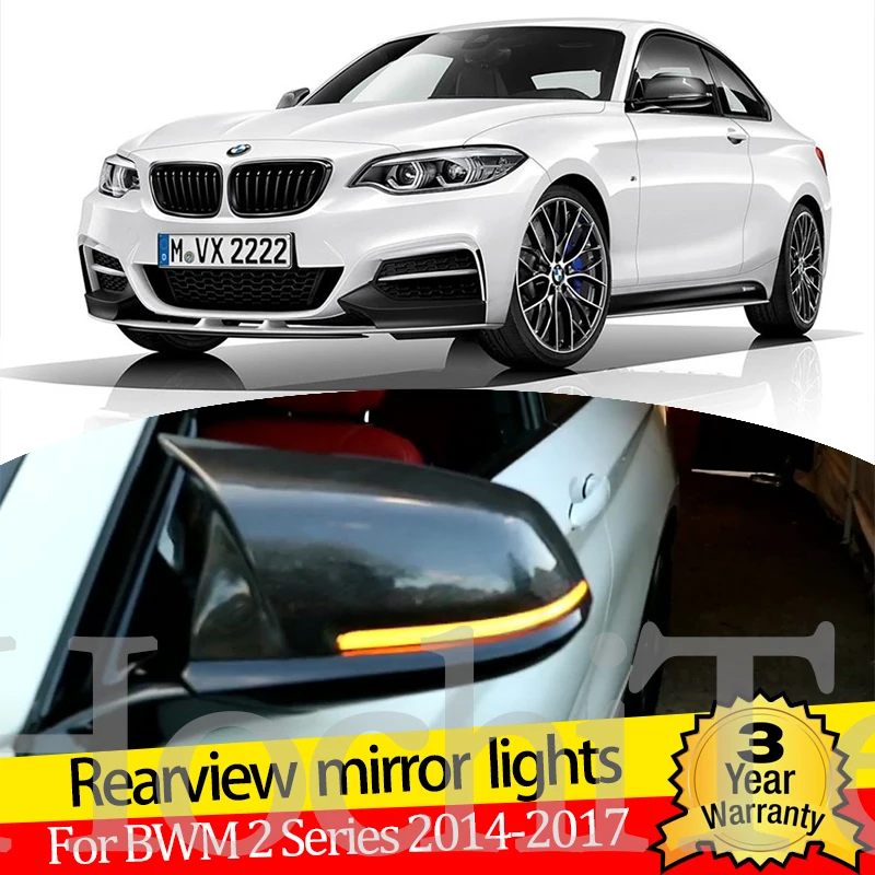 

Yellow and White Dynamic Rearview Mirror Blinker Turn Signal LED Light Daytime Light DRL For BMW 2 Series F22 F23 218i 2014-2017