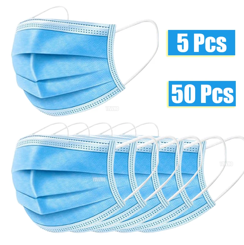 

5/50Pcs Disposable Face Mask 3-Ply Anti Dust Mouth Mask Ear Loop Outdoor Dust Proof Protcetive Breathing mask for mouth