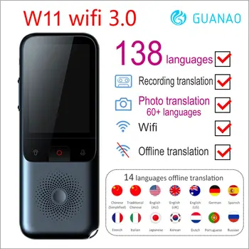 

Instant Travel AI Translator Voice Smart 138 Languages Online Offline Dialect Real-time W1 WIFI 3.0 Recording Translation HD