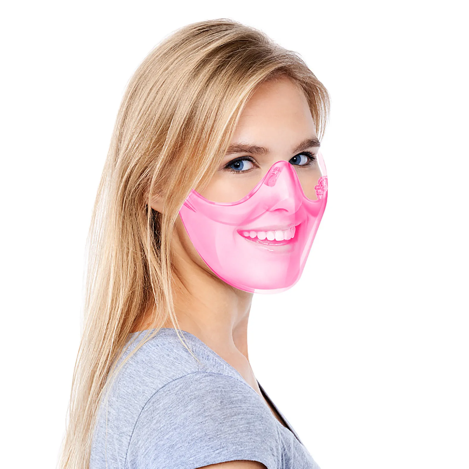 Reusable Transparent Face Shield Plastic Reusable Clear Face Mask Anti-PM2.5 Protective Mask Transparent Mouth Cover Durable