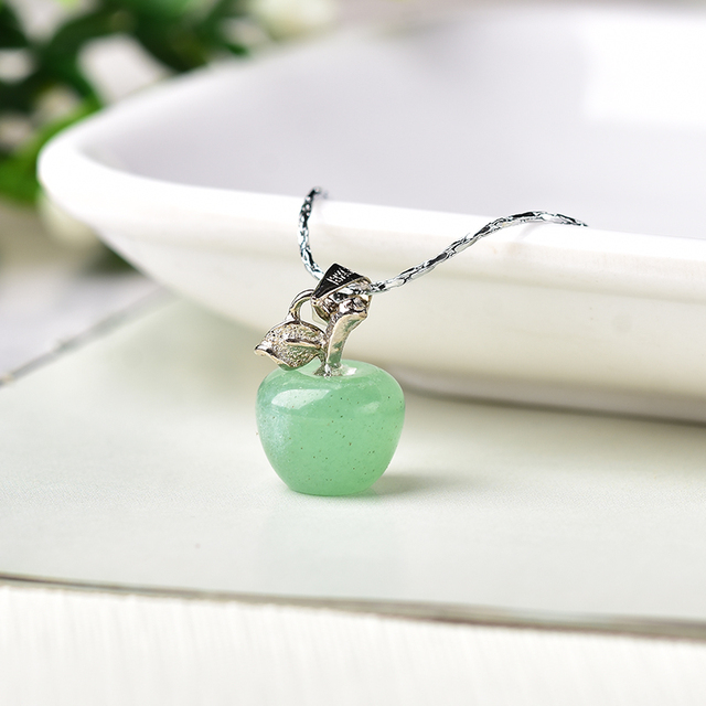 Natural Crystal Small Apple Necklace Amethyst Rose Quartz Reiki Fashion Mineral Jewelry Increase charm For Women Decor Gifts