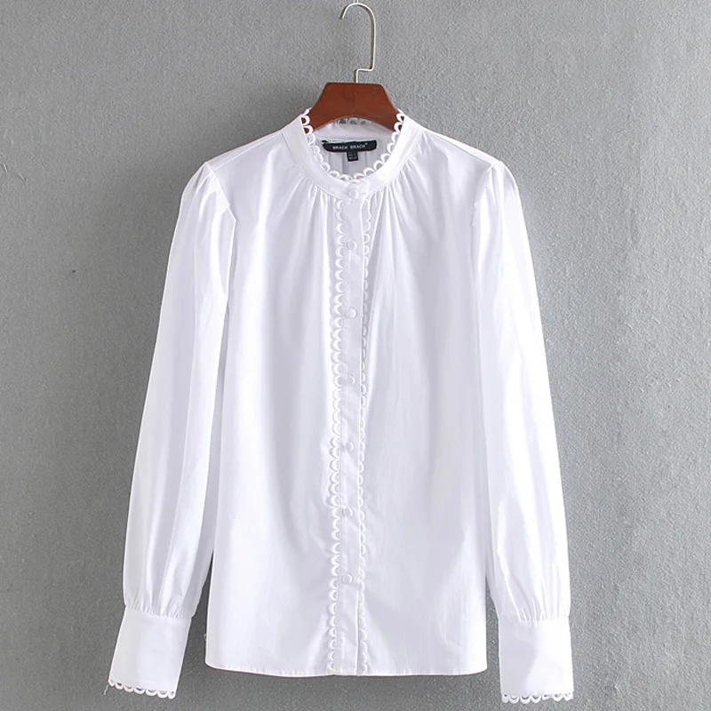 

RR Corrugated Poplin Blouses Women Fashion Solid O Neck Shirts Women Elegant Long Sleeve Tops Female Ladies IP