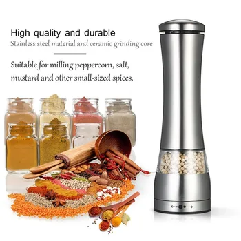 

1 PcCeative Stainless Steel Electric Salt & Pepper Grinder Adjustable Coarseness Pepper Mill Food Particles Grinder Kitchen Tool
