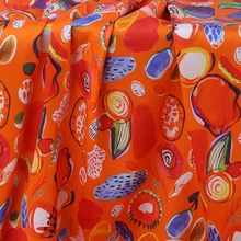 Модный дизайн чистый шелк стрейч атласная ткань для женского платья фрукты