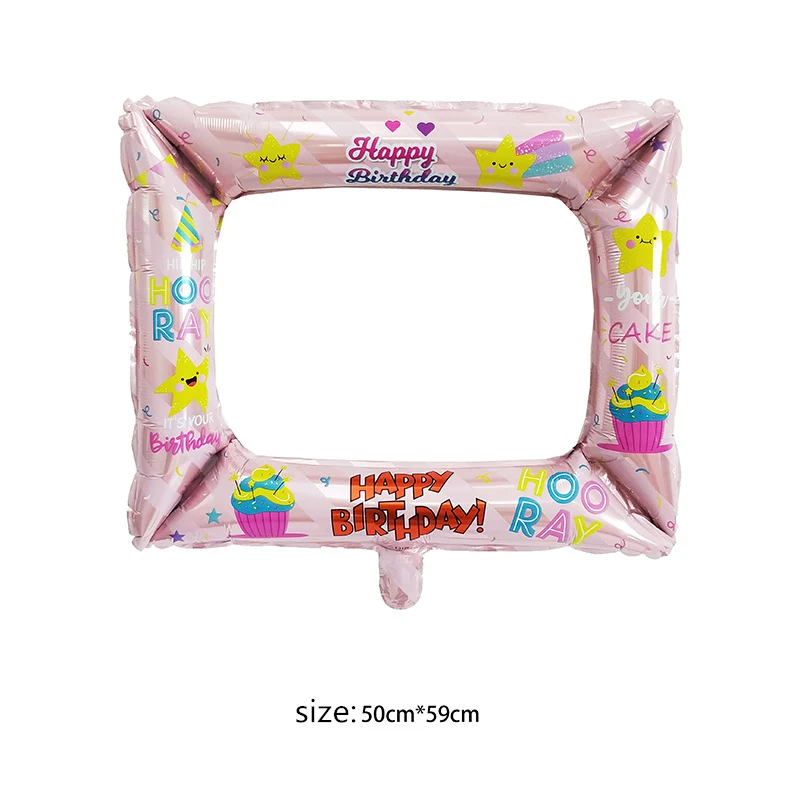 1 шт. счастливая фоторамка на день рождения шар из алюминиевой фольги для дня рождения семьи фотобанк украшения для мероприятий DIY - Цвет: 1pc pink