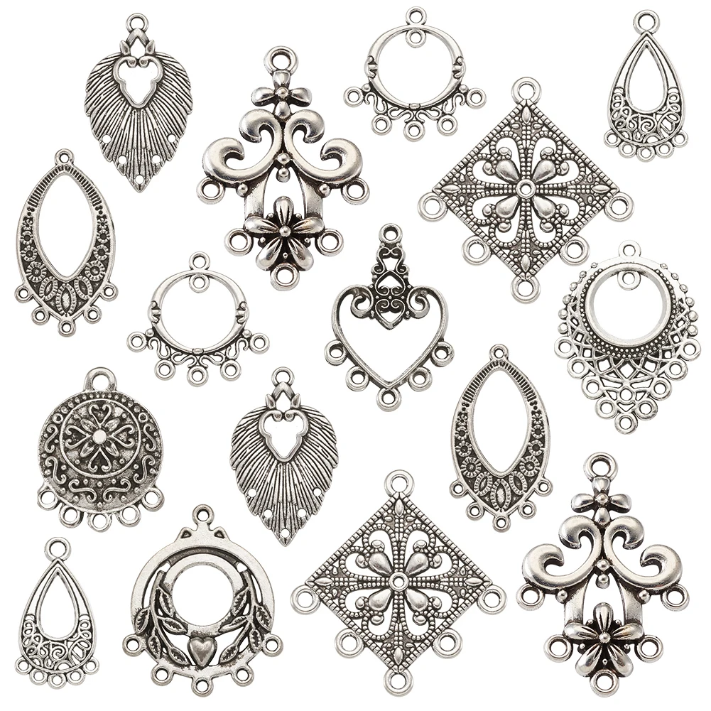 

1set Tibetan Style Alloy Chandelier Components Links Mix Shapes For Jewelry Making DIY dangle Earrings Coonector accessories