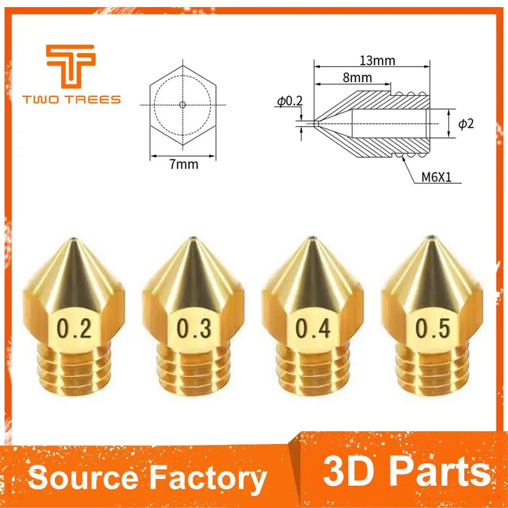 

MK7 MK8 Nozzle 0.2 0.3 0.4 0.5mm Copper threaded 1.75mm 3.0mm Filament Head Brass Nozzles for creality CR10 ender-3 printer
