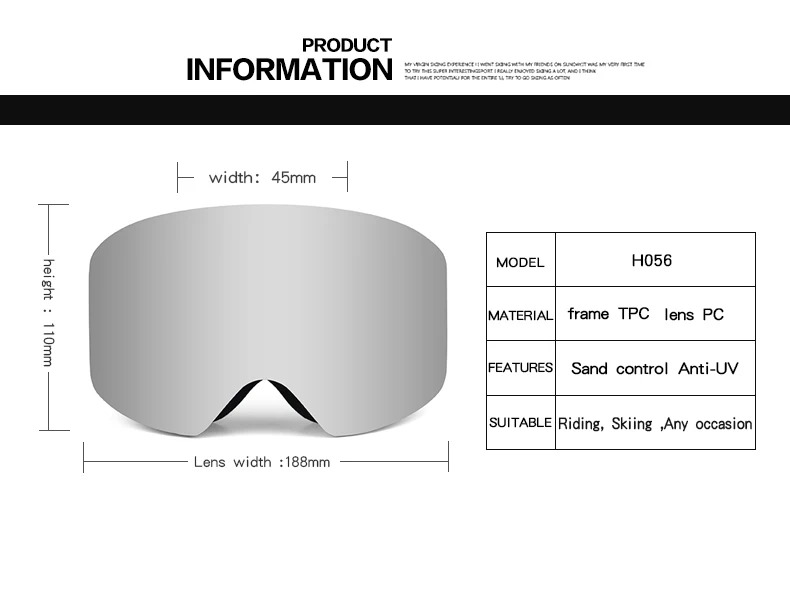 Ski Goggles men women Double Layer Large Spherical UV Protection Windproof Anti Fog polarized snowboard goggles