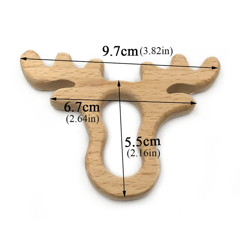 Wooden Teether DIY Деревянные Прорезыватели пищевого класса бука деревянные рога форма соска цепи 3C Сертификация деревянный Прорезыватель игрушки подарок для новорожденных - Цвет: Wooden Teether