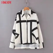 Tangada, Женская Полосатая блуза с принтом, рубашки с длинным рукавом, осень, Офисная Женская рабочая рубашка, элегантные винтажные Топы DT27