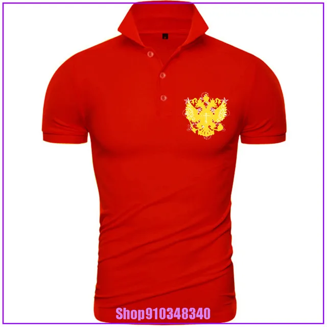 Polo de verano de dos cabezas de águila Imperial ruso, Polo algodón Casual sólido, camisa Polo de manga corta cómoda y transpirable - AliExpress