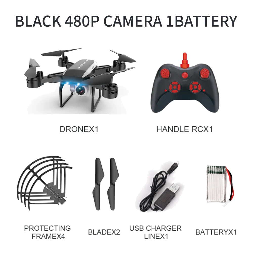 RC Квадрокоптер KY606D Дрон 4K HD камера wifi FPV высота холдинг складной селфи дроны Профессиональный 20 мин Время полета - Цвет: black 480p camera 1B