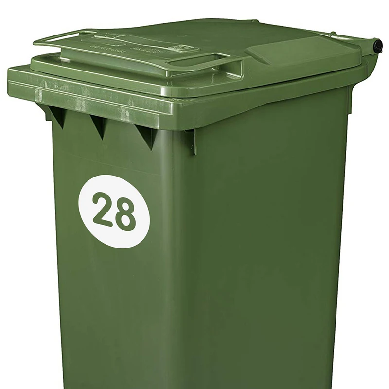 Custom Street Number Circular Personalised Wheelie Rubbish Bin Trash Can Sticker Decal Decor