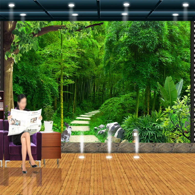 Custom-3D-Mural-Wallpaper-Living-Room-Bedroom-Sofa-TV-Background-Wallpaper-Green-Bamboo-Green-Fresh-Photo (2)