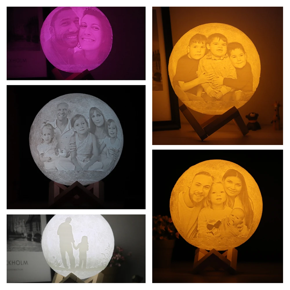 3D печатная Лунная лампа для фотографий настраиваемый USB Перезаряжаемый ночник