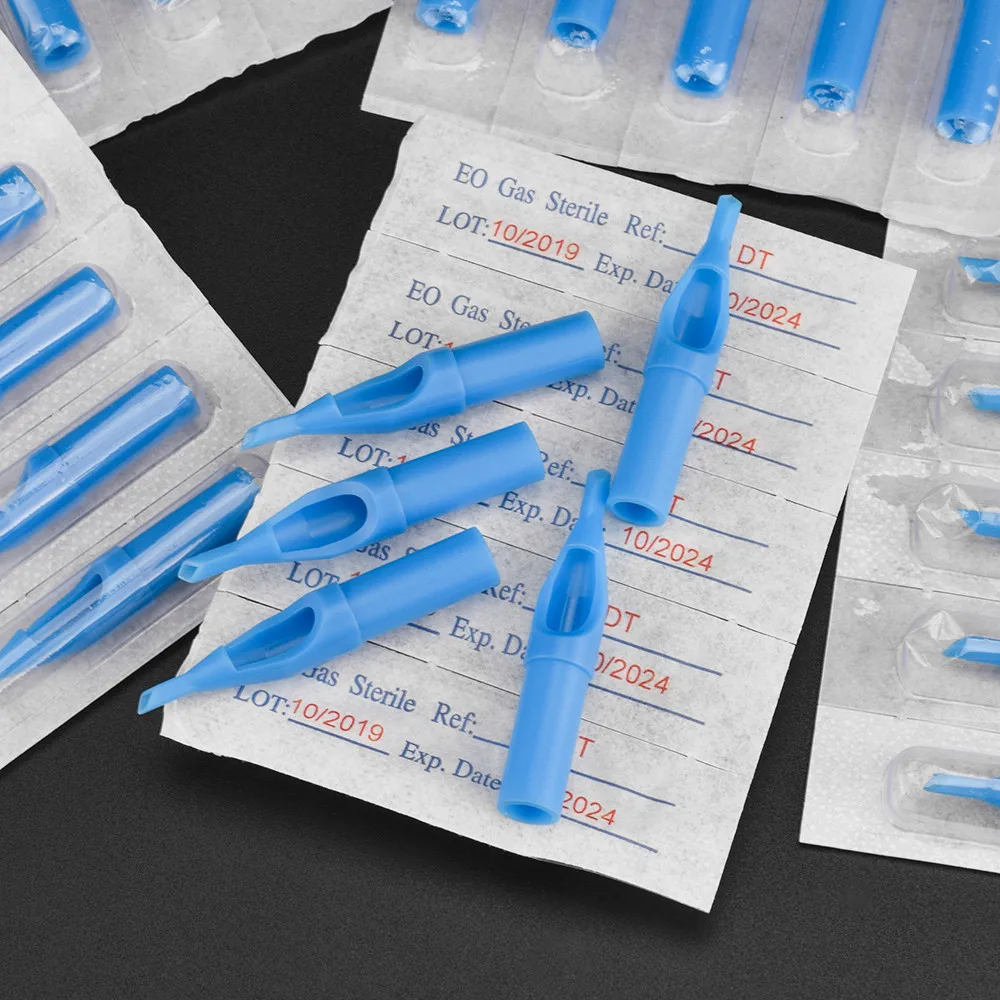 Tattoo Tips Kit 50pcs Boquillas Tatuajes Mezcla Mix Agujas Y Punteras De Tatuar Needle Cap Plastic Nozzles Tube 3/5/7/9 DT FT RT
