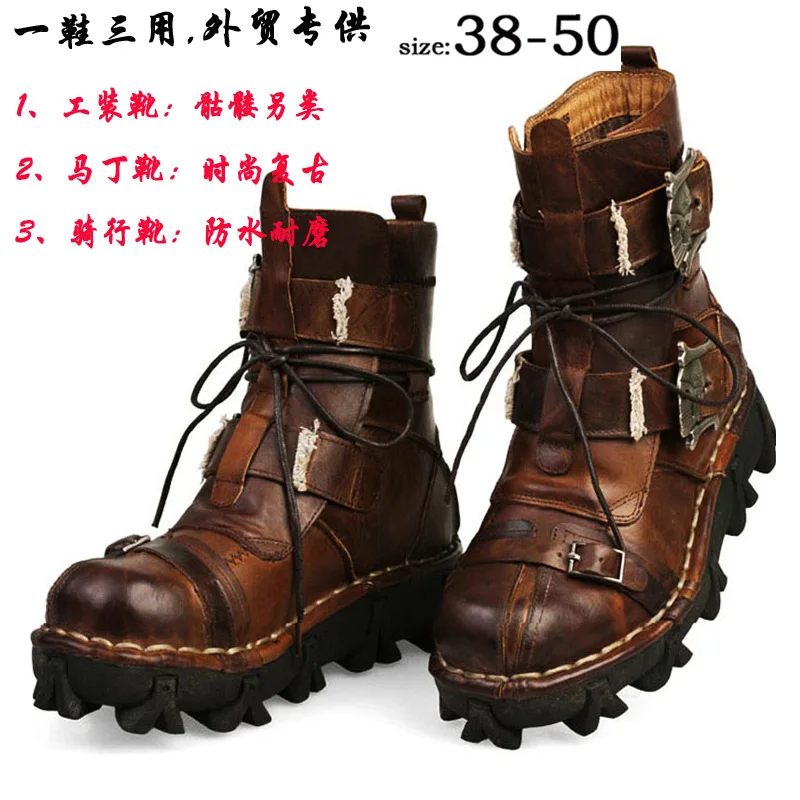 

Autumn And Winter Martin Boots Leather Boot Leather Shoes Extra Large 47 48 Combat Boots Fashion Man Large Size Genuine Leather