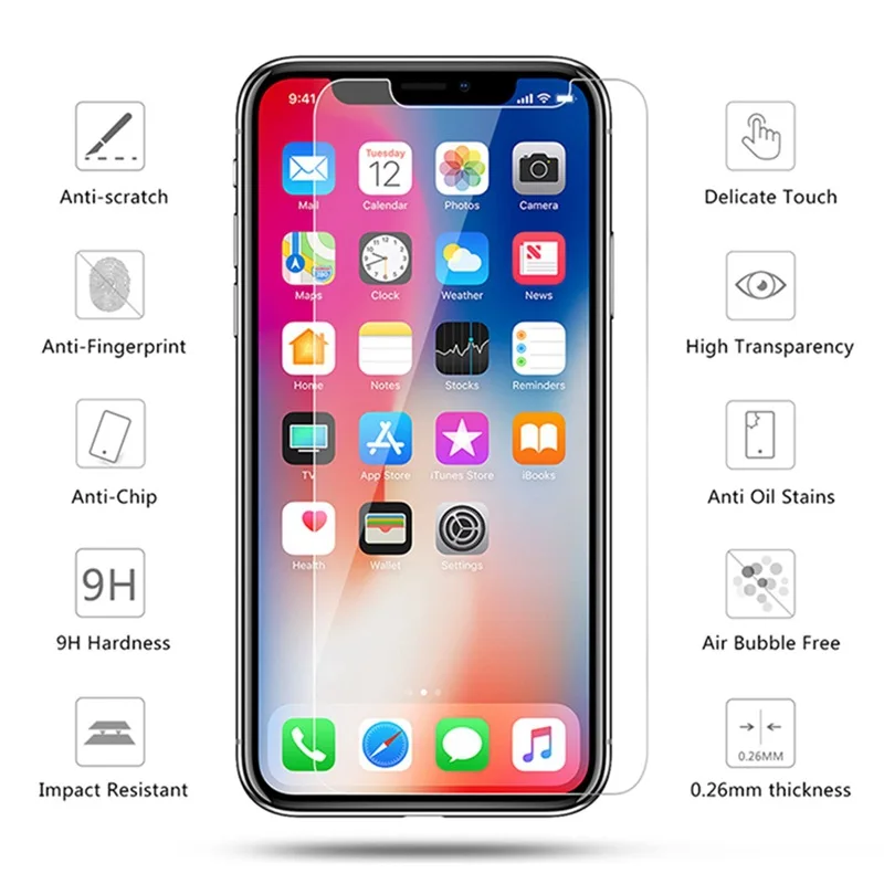 100 шт Защитное стекло для iphone X XS 11 Pro Max XR 7 8 plus 5 5S защита экрана закаленное стекло для iphone 11 Pro Max стекло