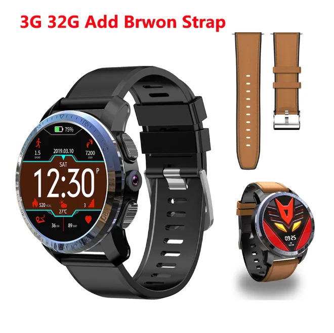 Смарт-часы Kospet Optimus Pro с gps, 2 ГБ, 16 ГБ, водонепроницаемые, 1,39 дюймов, Android7.1.1, AMOLED, WiFi, с камерой 8,0 МП, спортивные Смарт-часы для мужчин - Цвет: Add Brown Strap