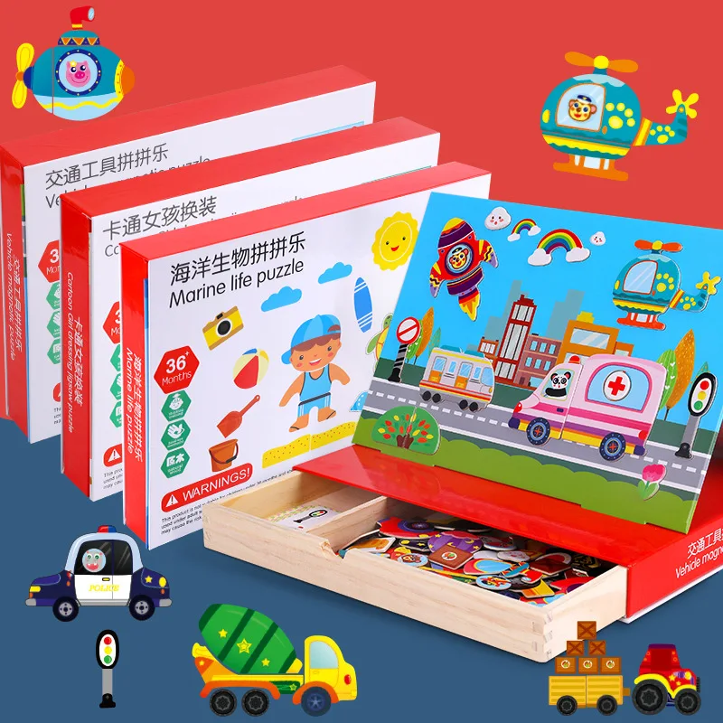 Montessori Magnetic Puzzle Toys For Children Building Early Education Toys parent-child interaction Children's Toys Montessori Magnetic Puzzle Toys For Children Building Early Education Toys parent-child interaction Children's Toys