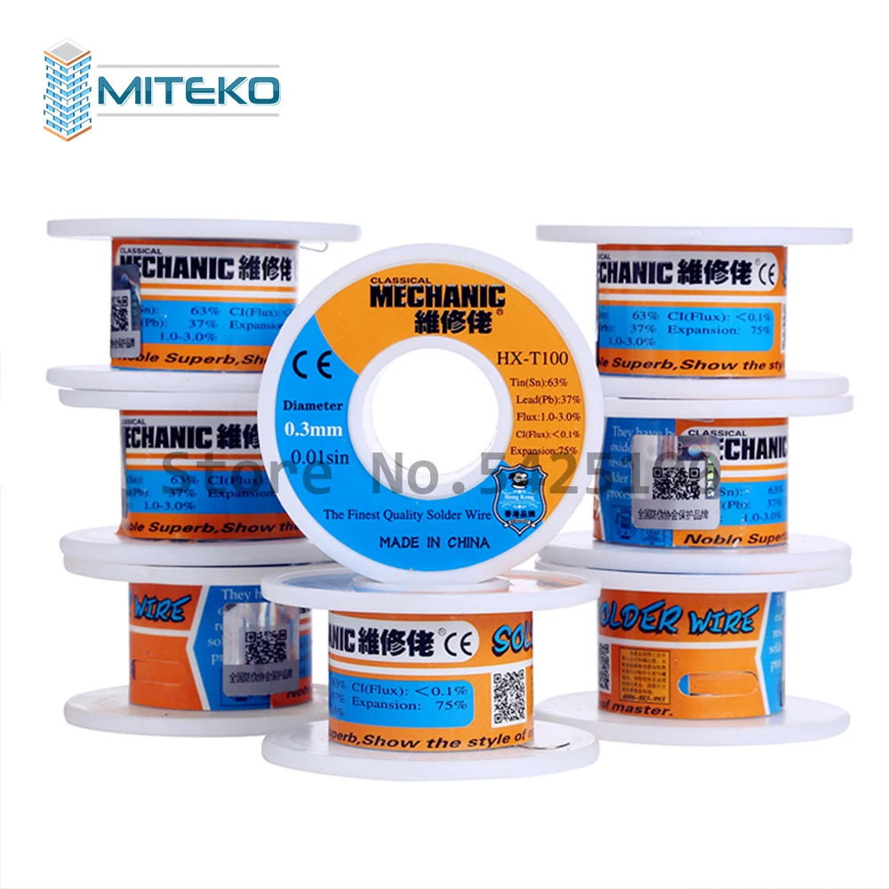 Оловянно-свинцовый припой Mechanic с канифольным ядром проволока 0 3 мм 4 5 6 8 катушка