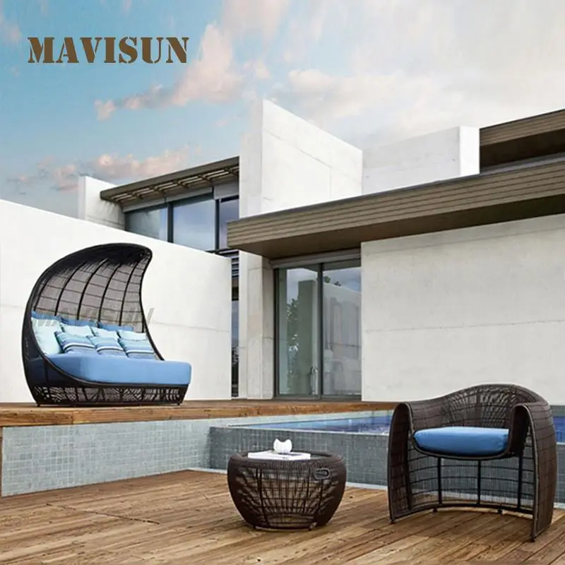 Designer Outdoor Sofa For Villa Courtyard Patio Creative Leisure Furniture Modern Terrace Rattan Chair Coffee Table Combination