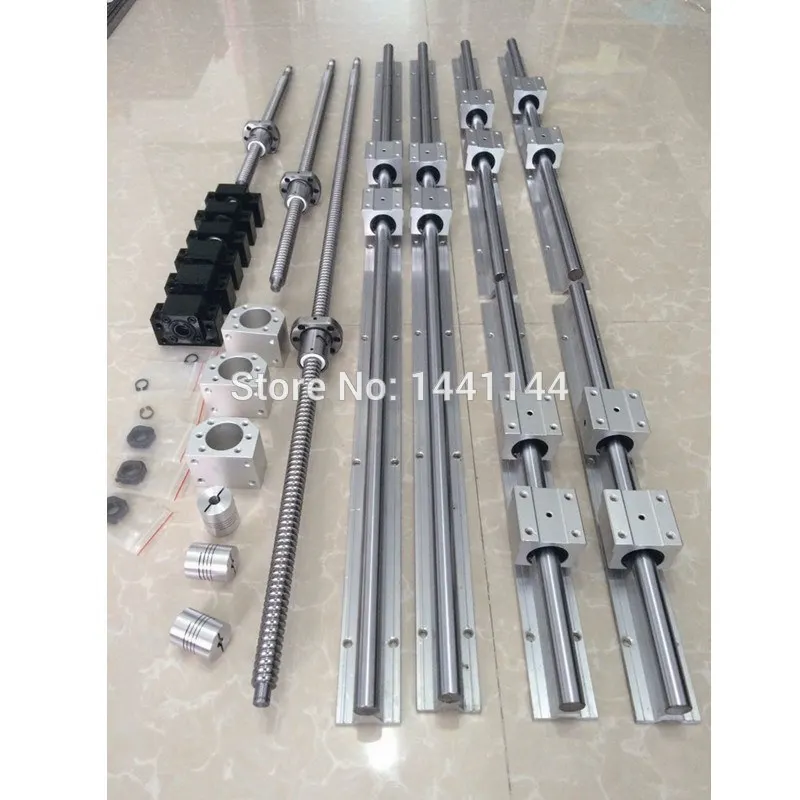 

6 set SBR16 SBR20 linear guide Rail + ballscrews RM1605 SFU1605 ball screws + BK/BF12 + nut housing + couplers for CNC parts