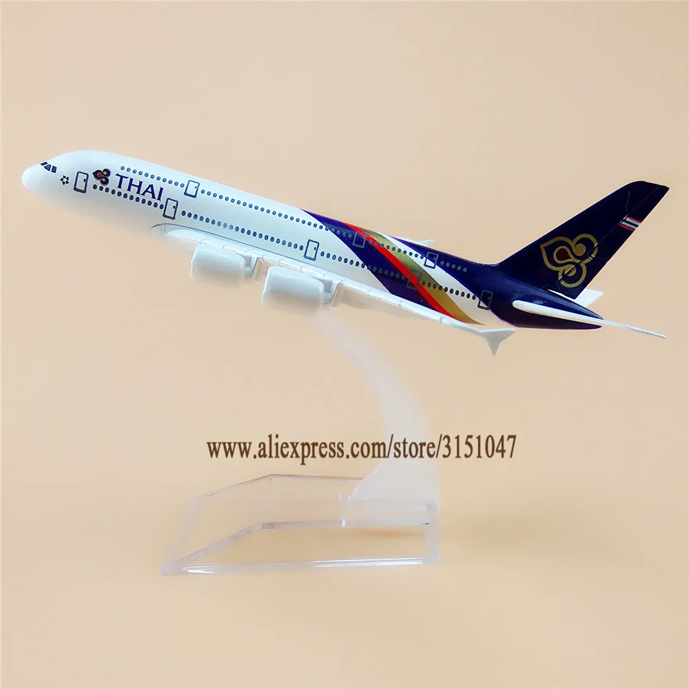 Alloy Metal Air Thai A380 Airlines Airplane Model Thailand Airbus 380 Airways Plane Stand Aircraft Kids Gifts 16cm | Игрушки и хобби