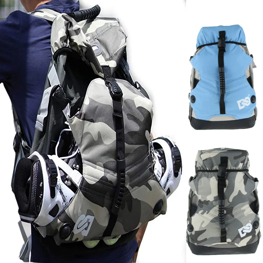 

Quad Skate Roller Skating Bag Adjustable Pad Shoulder Strap Sports Backpack Ice Skates Storage Shoulder Bag Multi Pockets Bag