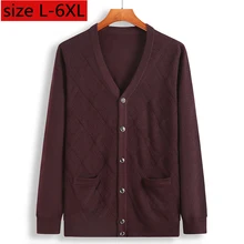 Новое поступление модные Suepr большой свитер кардиган мужской повседневный компьютерный вязаный v-образный вырез однобортный Плюс Размер LXL2XL3XL4XL5XL6XL
