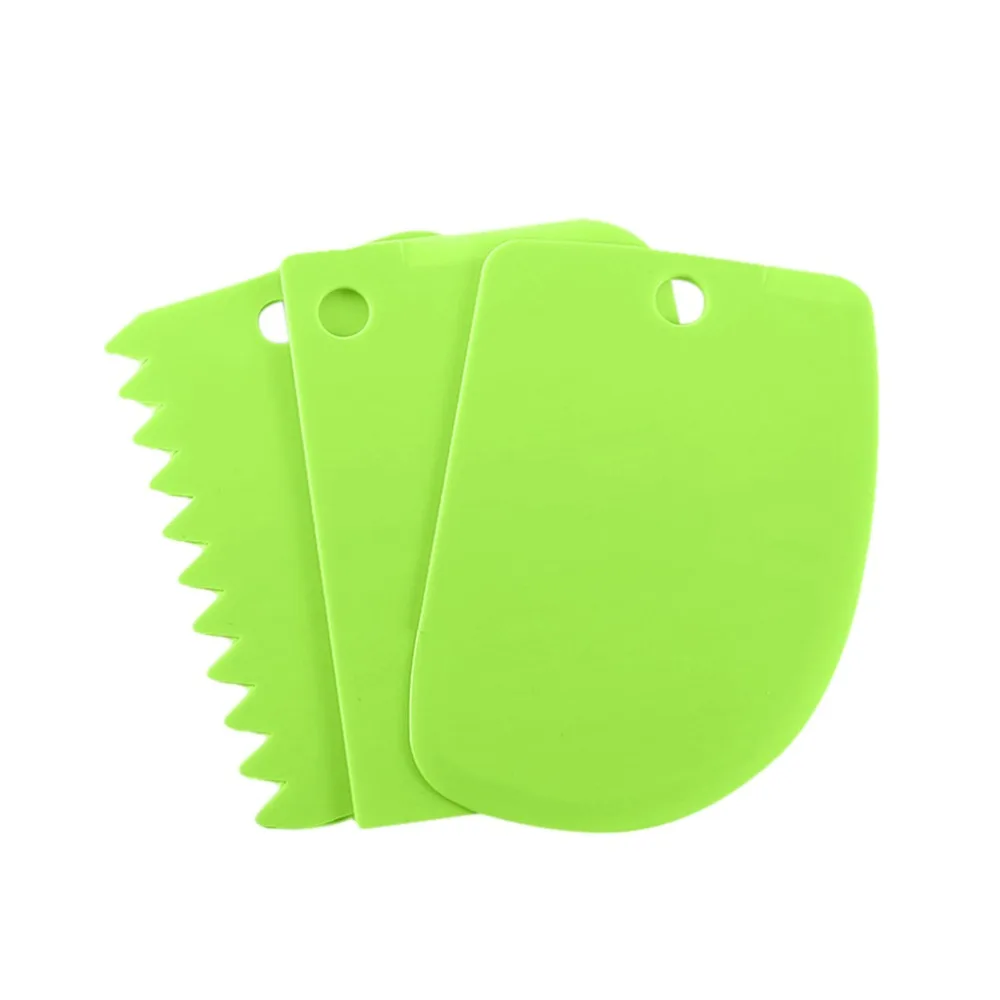 3pcs/set Plastic Dough Icing Fondant Scraper Set Cake Decorating Cream Scraper Cake Cut Knife Scrape Knife for Kitchen CD