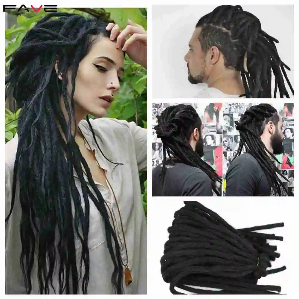 Fave Synthetic Fiber Dreadlocks Natural Black Hair Extensions For