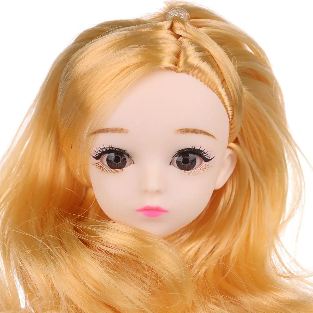 1/6 BJD Doll Head With Gold Brown Black Hair For 30cm Doll Joint 3D Eyes Europe Red DIY Head Wear for Ancient Doll Accessories
