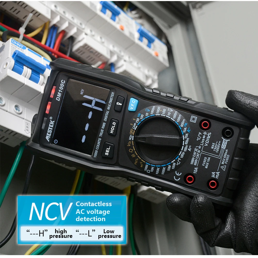 MESTEK DM100C Цифровой мультиметр умный двухъядерный T-Rms NCV температура Multimetro анти-ожога предохранитель сигнализация(без батареи