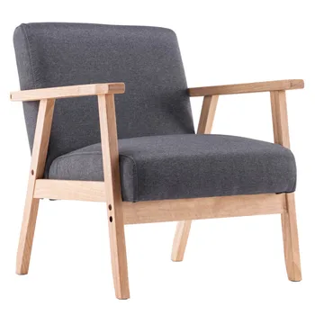 

64 X 59 X 71cm Stylish Comfortable Fabric Single Sofa Light Flexible Strong Solid Wood Legs Durable Study Bedroom Lounge Chair