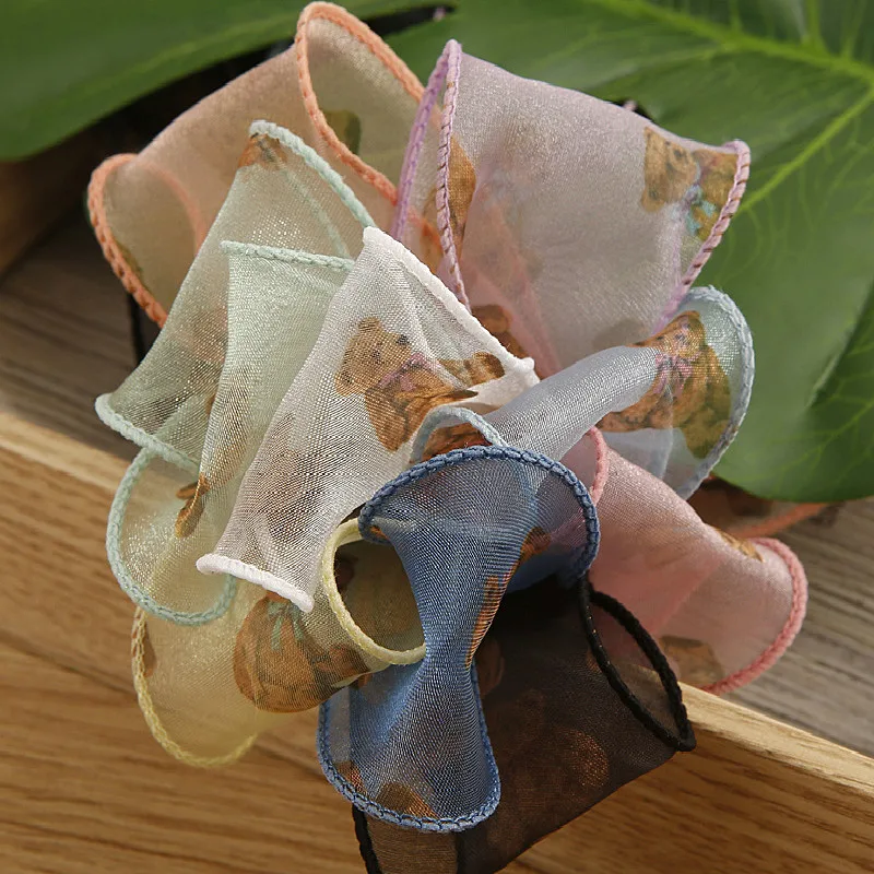 Bear Organza Cartoon Ribbon 40mm 70mm 200Yards Chiffon Silk Wave Packaging Tape Hair Bow Making Supplies Party Halloween Crafts | Дом и сад