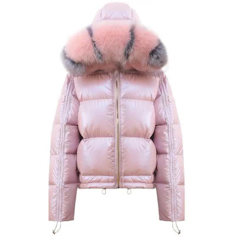 New Women Down Coat Double-sided Wear Winter Jacket Women Waterproof Female Short Coat Big Real Fur Collar Ladies Clothing