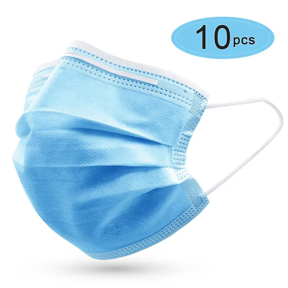 

10/50 pcs 3-layer Masks Non-woven Anti-dust Safety Protective Mouth Face Cover Support Dropshipping(in stocks)